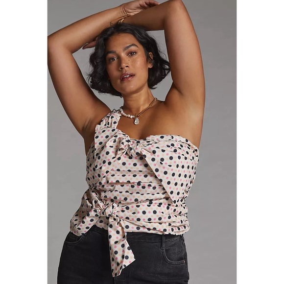 Maeve Anthropologie Maeve Bow-Tie One-Shoulder Tank Printed Plus Size 18W New - Picture 2 of 6